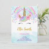 Invitation Carton d'invitation Licorne Magique Aquarelle (Debout devant)