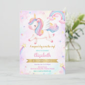 Invitation Carton d'invitation magique d'anniversaire licorne (Debout devant)
