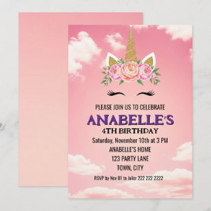 Invitation Carton d'invitation magique personnalisé Licorne p