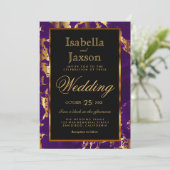 Invitation Carton d'invitation Marbre Violet et Or et Noir (Debout devant)