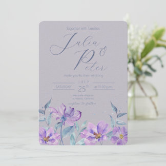 Invitation Carton d'invitation mariage floral aquarelle viole