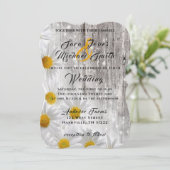 Invitation carton d'invitation mariage rustique marguerite (Debout devant)