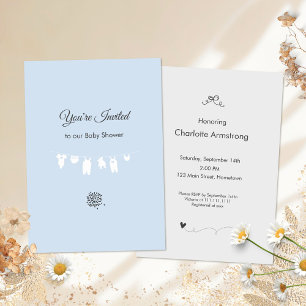 Invitation Carton d'invitation minimaliste bleu clair pour la