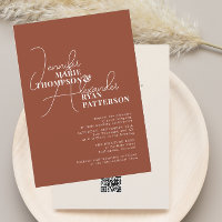 Carton d'invitation minimaliste orange brûlé tout-