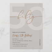 Invitation Carton d'invitation moderne beige et or pour 50e a (Devant)