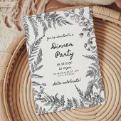 Invitation Carton d'invitation moderne noir et blanc pour dîn