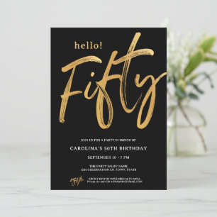 Invitation Carton d'invitation moderne noir pour les cinquant
