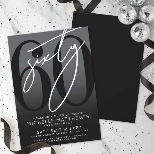 Invitation Carton d'invitation moderne pour les 60 ans d'une