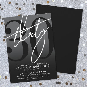 Invitation Carton d'invitation moderne pour un 30e anniversai