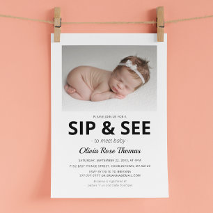 Invitation Carton d'invitation moderne pour une fête Sip And