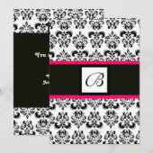 INVITATION CARTON D'INVITATION MONOGRAMME CARRÉ DAMASSÉ NOIR  (Devant / Derrière)