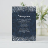Invitation Carton d'invitation Navy et Blanc Stardust Récepti (Debout devant)