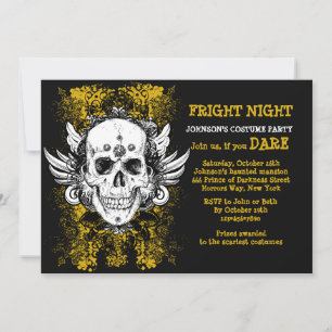 Invitation Carton d'invitation noir nuit effrayante crâne gru
