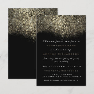 Invitation Carton d'invitation Noir Pailleté Or Sépia