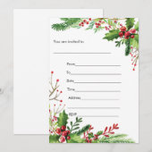 Invitation Carton d'invitation peint à l'aquarelle au gui à r (Devant / Derrière)