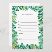 Invitation Carton d'invitation peint à l'aquarelle botanique  (Devant / Derrière)