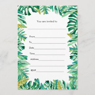 Invitation Carton d'invitation peint à l'aquarelle botanique
