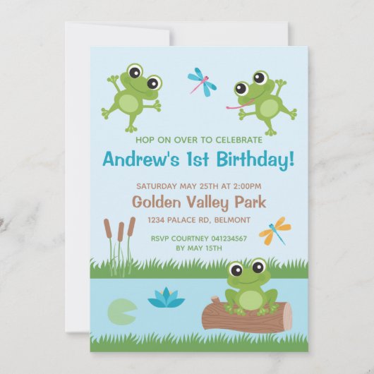 Invitation Carton d'invitation personnalisable Grenouilles mi (Devant)