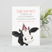 Invitation Carton d'invitation personnalisé pour fête cow (Debout devant)