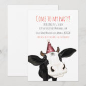 Invitation Carton d'invitation personnalisé pour fête cow (Devant / Derrière)