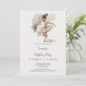 Invitation Carton d'invitation petite ballerine aquarelle (Debout devant)