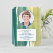 Invitation Carton d'invitation photo aux coups de pinceau aqu (Debout devant)