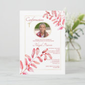 Invitation Carton d'invitation photo aux feuilles peintes (Debout devant)