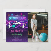 Invitation Carton d'invitation photo Bowling modifiable (Devant)