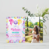 Invitation Carton d'invitation photo d'anniversaire à bulles  (Debout devant)