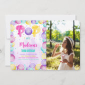 Invitation Carton d'invitation photo d'anniversaire à bulles  (Devant)