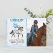 Invitation Carton d'invitation photo d'anniversaire de cheval (Debout devant)