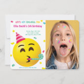 Invitation Carton d'invitation photo d'anniversaire Emoji (Devant)