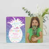 Invitation Carton d'invitation photo d'anniversaire Pineapple (Debout devant)