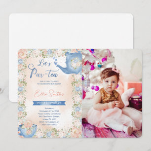 Invitation Carton d'invitation photo de fête du thé modifiabl