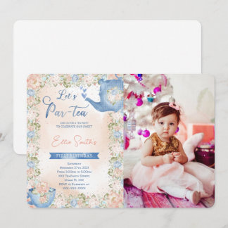 Invitation Carton d'invitation photo de fête du thé modifiabl
