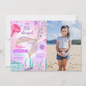 Invitation Carton d'invitation photo de sirène à l'aquarelle (Devant)