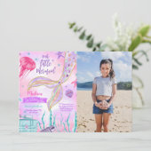 Invitation Carton d'invitation photo de sirène à l'aquarelle (Debout devant)
