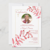 Carton d'invitation photo Feuilles Peintes