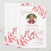 Invitation Carton d'invitation photo Feuilles Peintes (Devant / Derrière)