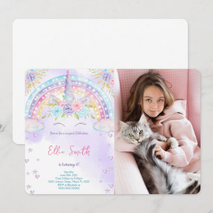 Invitation Carton d'invitation photo Licorne Enfants