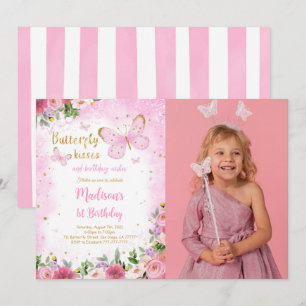 Invitation Carton d'invitation photo papillon modifiable