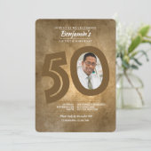 Invitation Carton d'invitation photo pour 50e anniversaire (Debout devant)