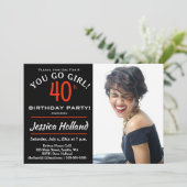Invitation Carton d'invitation photo pour la fête d'anniversa (Debout devant)