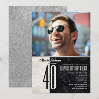Invitation Carton d'invitation photo pour les 40 ans d'un hom