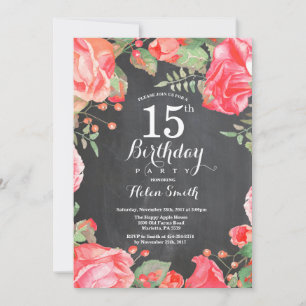 Invitation Carton d'invitation pour 15e anniversaire floral r