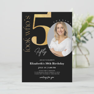 Invitation Carton d'invitation pour 50 ans avec photo Black G