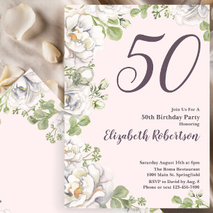 Invitation Carton d'invitation pour 50e anniversaire Fleurs d