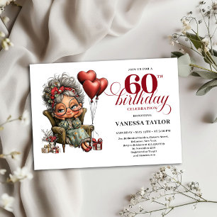 Invitation Carton d'invitation pour 60 ans d'une femme âgée t