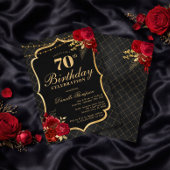 Invitation Carton d'invitation pour 70e anniversaire noir, ro