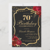 Invitation Carton d'invitation pour 70e anniversaire noir, ro (Devant)